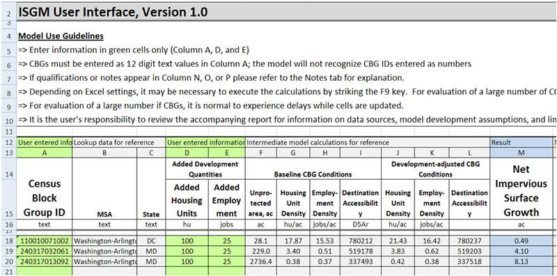 Screenshot of ISGM user interface