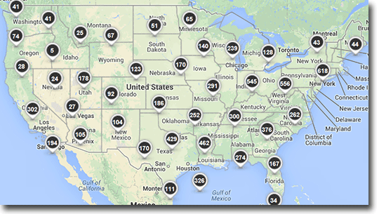 Map of GHGRP facilities in FLIGHT