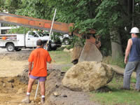 [During Construction] One of the many boulders that was removed from the base-layer.