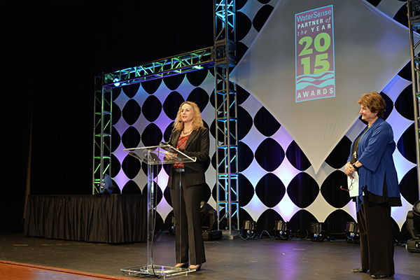 Fiona Sanchez of the Irvine Ranch Water District accepts the Water Star Award.