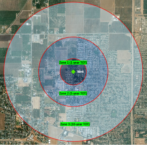 Image of a map showing delineated zones in a SWPA.