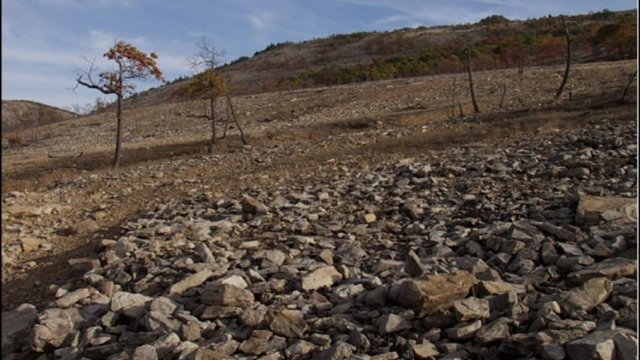 Hillside with rocks in foreground