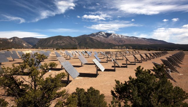 A view of the completed and functioning solar farm at the site