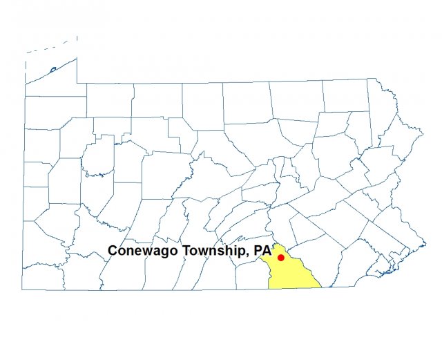 Map highlighting the location of Conewago Township, Pennsylvania