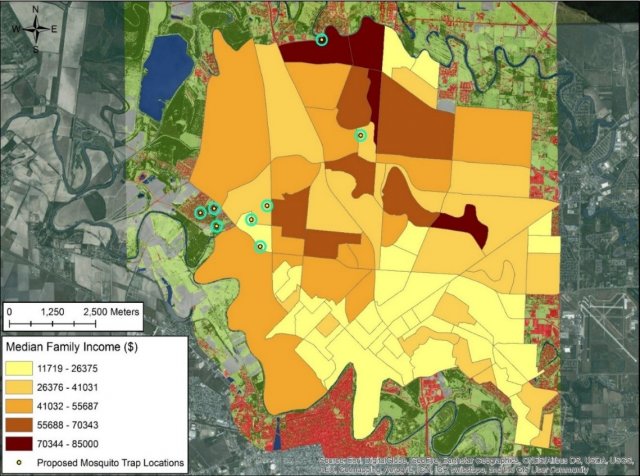 Map of median family income in Brownsville, Texas