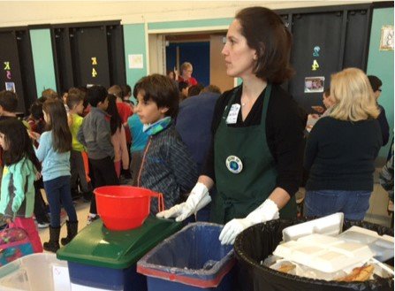 This is a picture of people in a waste audit line.