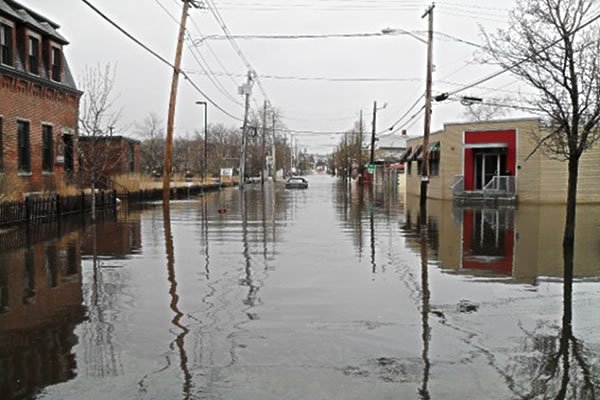 Flooding in the Olneyville community following a storm in 2010