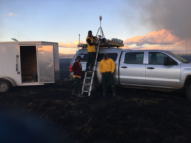 EPA research team with ozone monitoring instruments at the Nature Conservancy Sycan Marsh Preserve in Oregon. 