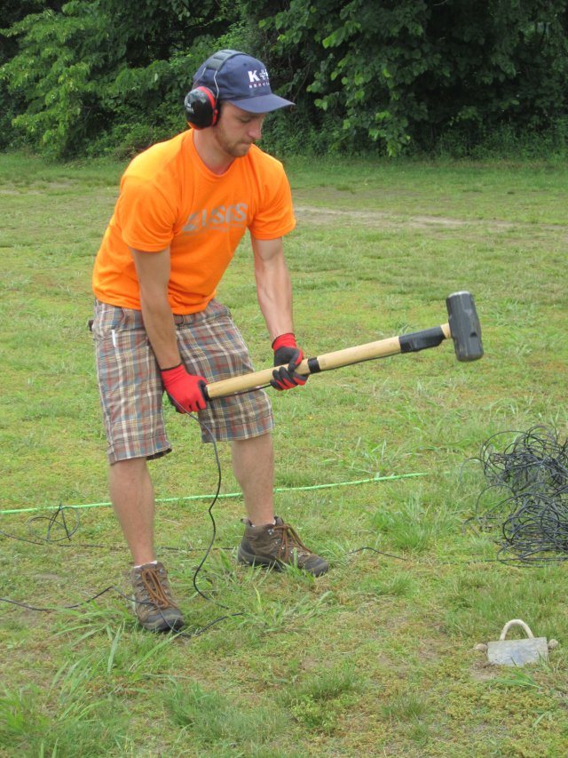 Image of seismic refraction hammer source field data acquisition