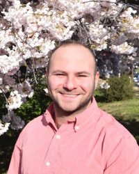 Jake Krauss with cherry blossoms