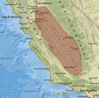 Map of the San Joaquin Valley