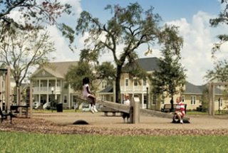 Children playing in neighborhood playground.