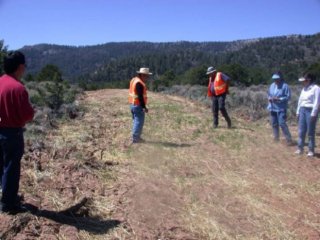 Workers examining area