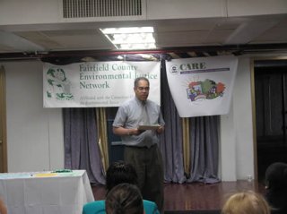 Dr. Mark Mitchell, President, Connecticut Coalition for Environmental Justice provides overview of purpose and goals of the Bridgeport CARE project during a press event.