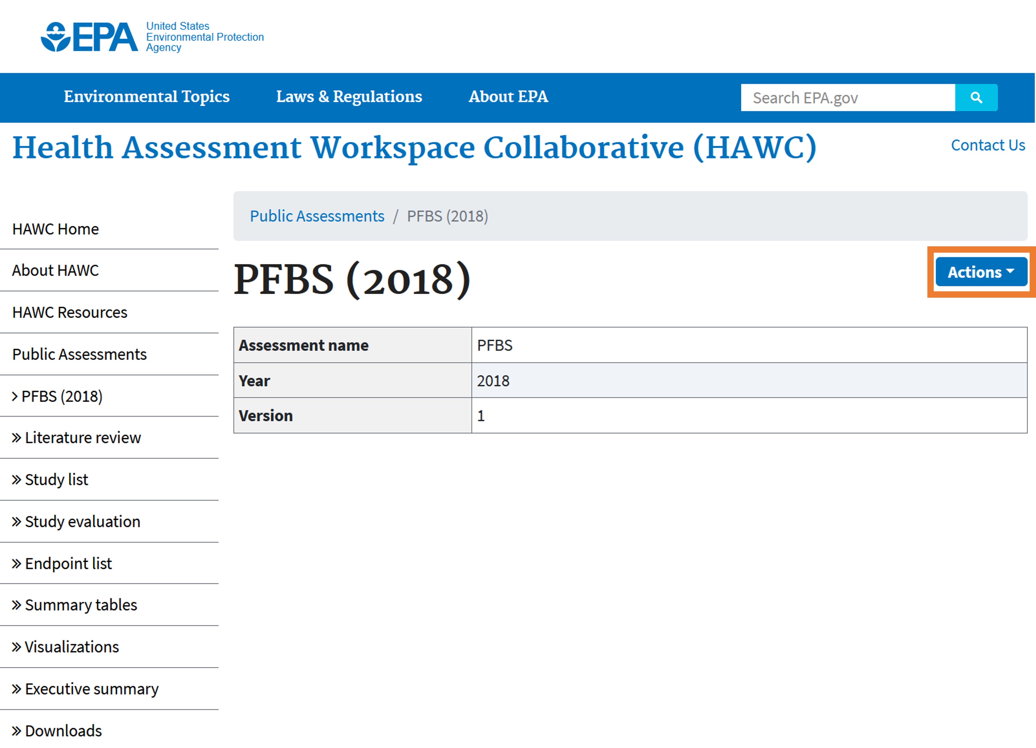 Illustration of searching in HAWC for a public assessment