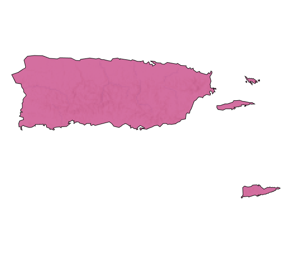 Caribbean region, shaded in pink