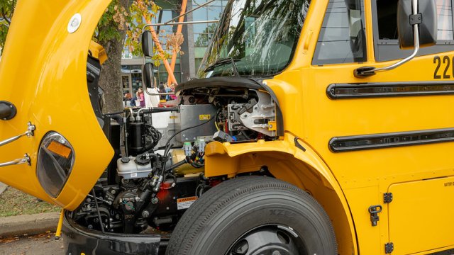 inside of an electric school bus