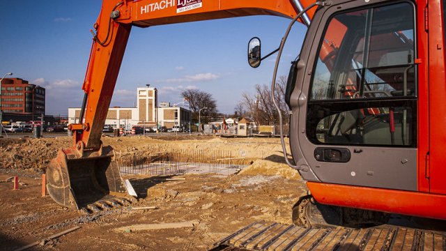 excavator and construction work