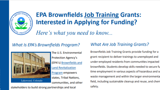 Brownfields Job Training Program Fact Sheet