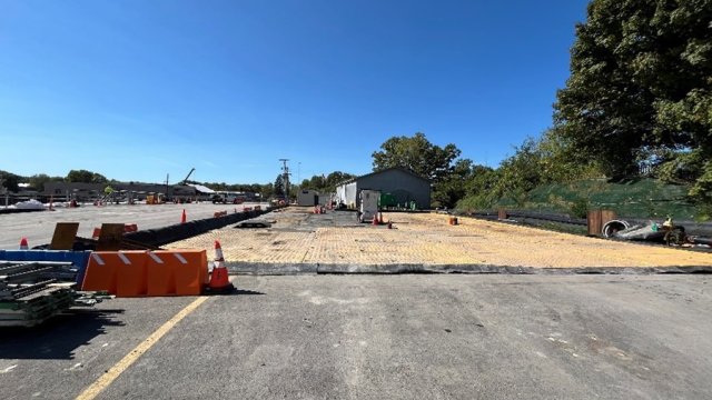 This area previously housed the big blue tanks and in this photo the tanks have been removed and the area cleared.