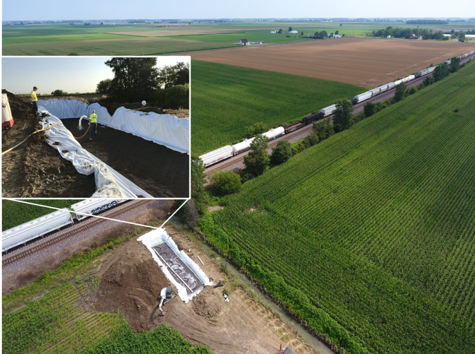 Construction of a phosphorus removal structure in an agricultural field near Defiance, Ohio 