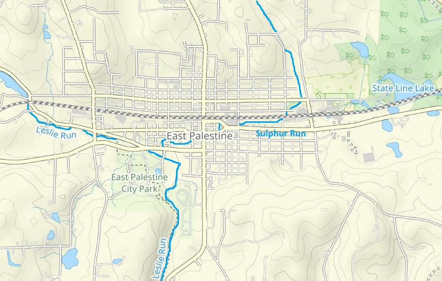 Authorized truck route in and out of town at East Palestine Train Derailment Response