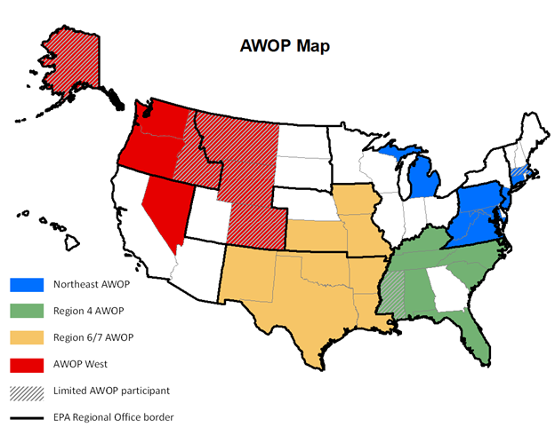 States and regions participating in AWOP.