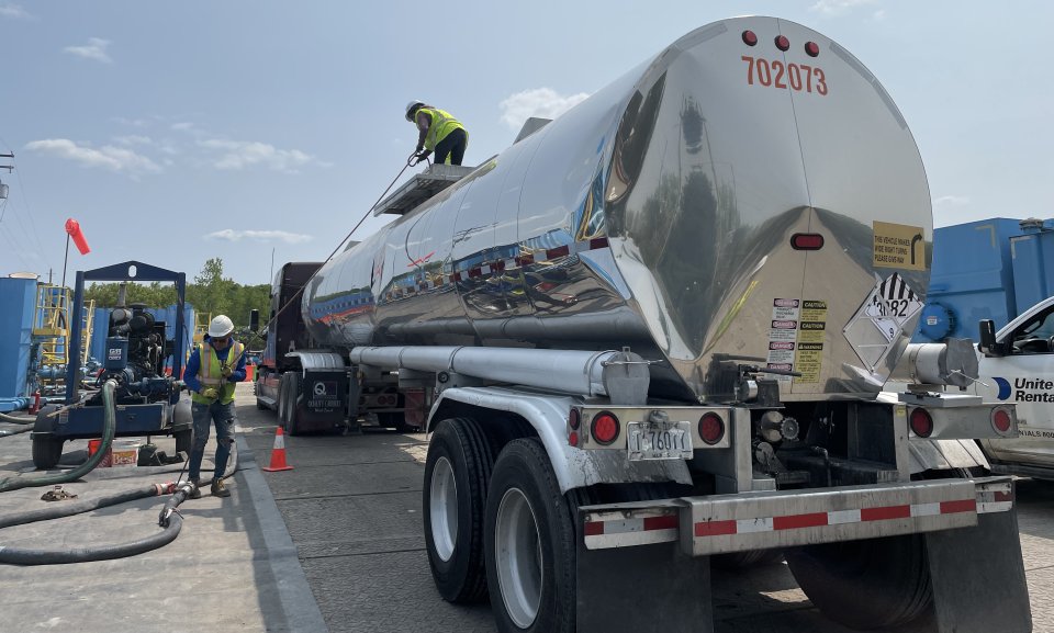 Trucks carrying hazardous waste can be identified by their placards