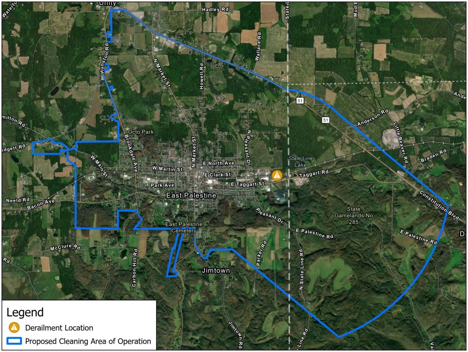 aerial map of cleaning area