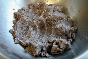 Fish tissue as a homogenized paste.