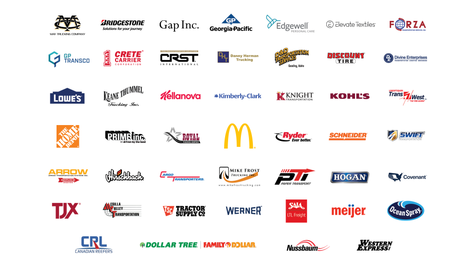 Picture of corporate logos for 2024 SmartWay Excellence Award winners.