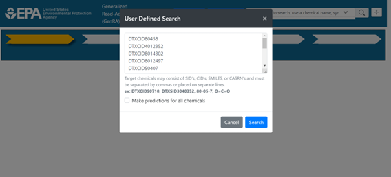 Figure 6: User Defined Search Pop-up Window