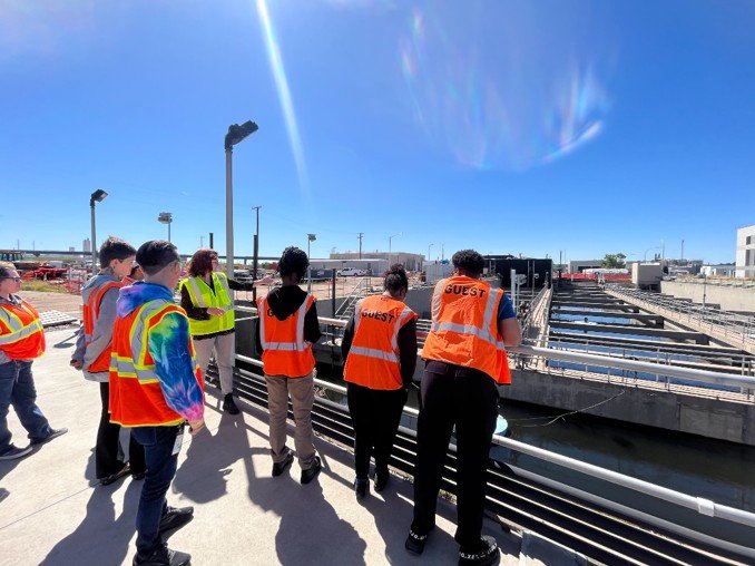 A previous GRIT program class tours a local water treatment plant.