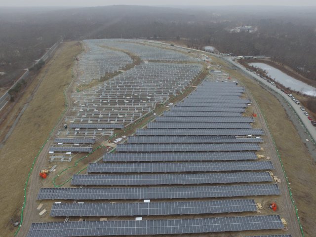 aerial view of solar panels