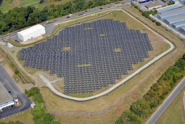 aerial view of solar panels