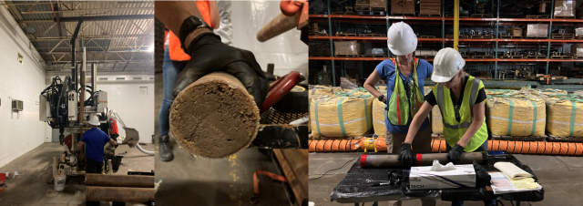 EPA scientists on Wilkin’s team collect soil samples to understanding PFAS transport in the unsaturated zone. They use a roto-sonic drill rig to collect cores from the saturated and unsaturated zones. The cores are logged in the field and transported back to the lab for mineralogical and chemical analysis.