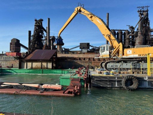 Large equipment dredging the dredging Lower Rouge River Old Channel