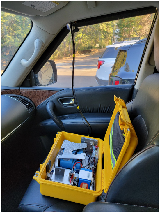 A WSMART compact air sensor resting on a car seat.