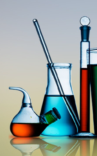 Beakers of chemicals