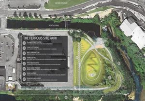 Aerial photo of Ferrous Site Park (Courtesy of the City of Lawrence, Mass.)