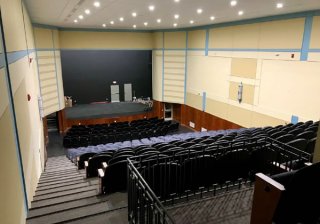 New 333‐seat auditorium in the Park Theater included a 27‐foot wide screen and 17‐speaker surround sound system (photo credit Park Theater)