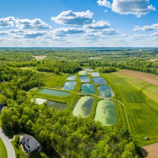 Ariel view of water lagoons