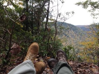 Boots with mountain view