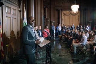 Administrator Regan at the podium at EPA HQ