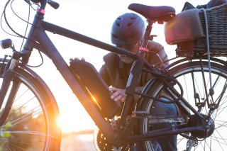 this is a picture of a man with an electric bike