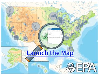 This is a map of the United States taken from the Recycling Infrastructure and Market Opportunities Map with a magnifying glass zooming into a facility