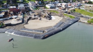 view above the India Basin of the restoration work