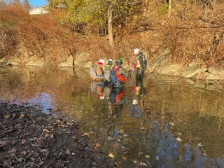 Crews in Leslie Run Northeast of the Wastewater Treatment Plant