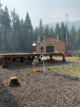 Temporary air quality monitoring site at McKenzie Bridge, OR. Photo by  Amara Holder.