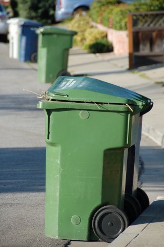 green bin with wheels with organics inside